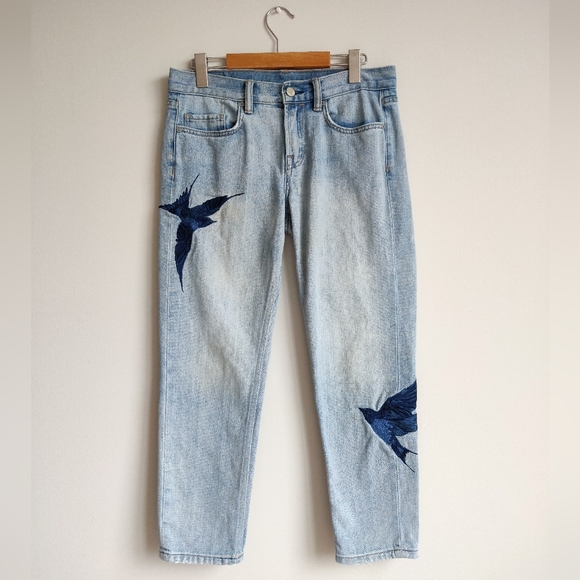 ALL SAINTS RELAXED MID RISE BIRD EMBROIDERED JEANS - Picture 2 of 14